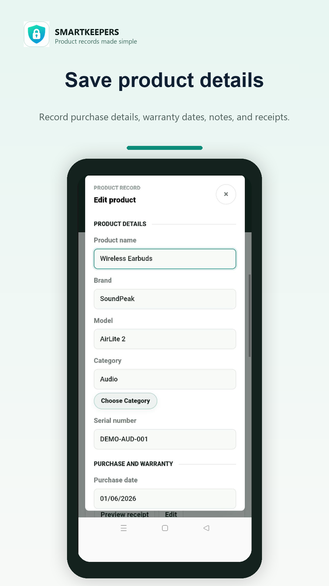 SmartKeepers product records screen